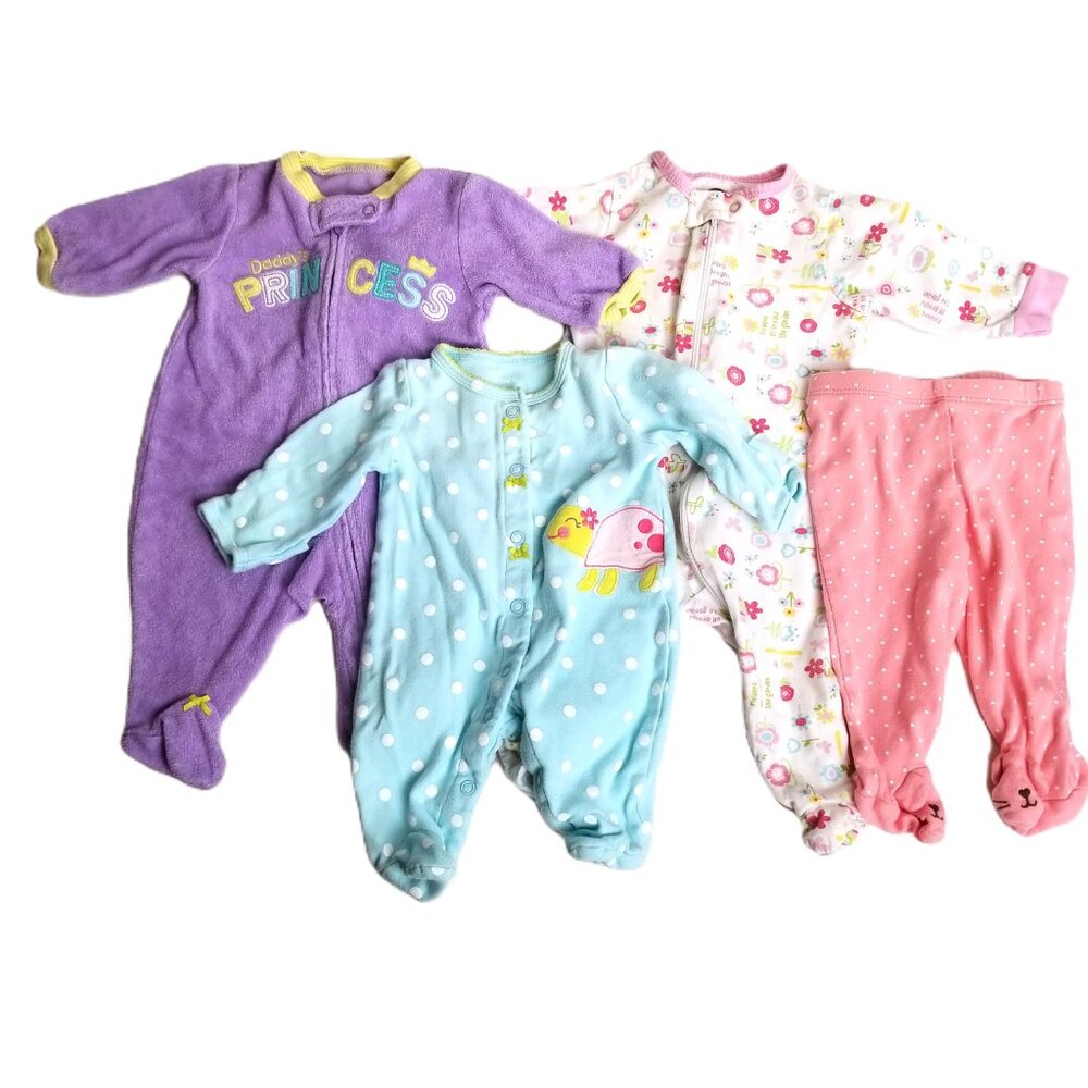 Baby Girl 4pc Bundle Carter's Gerber Sleepers Pants NB 0-3M Daddys Princess